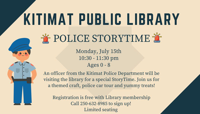 Image with the date and time for the police storytime