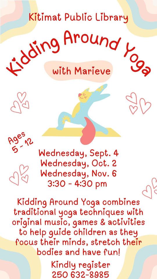 Image with the dates and times for Kidding Around Yoga