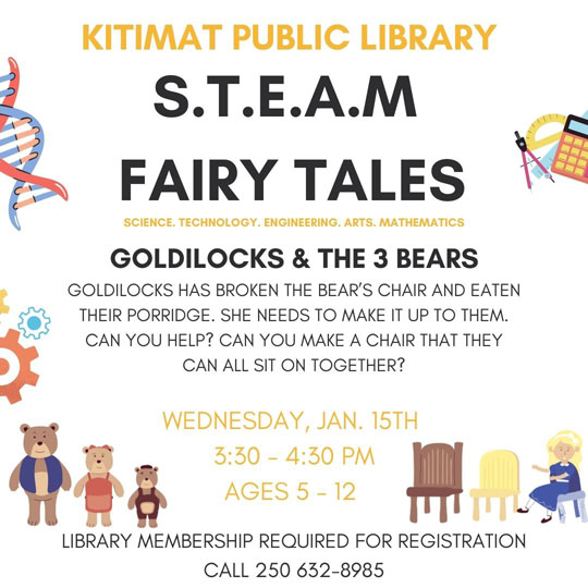 Image with the date and time for the steam fairy tales program