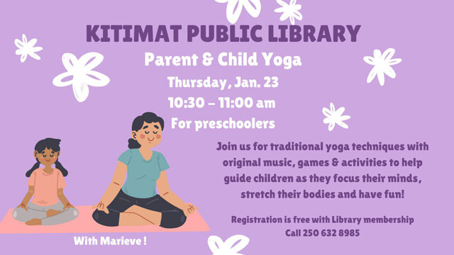 Image with the dates and times for parent and child Yoga